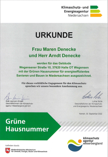 Grüne Hausnummer - Denecke